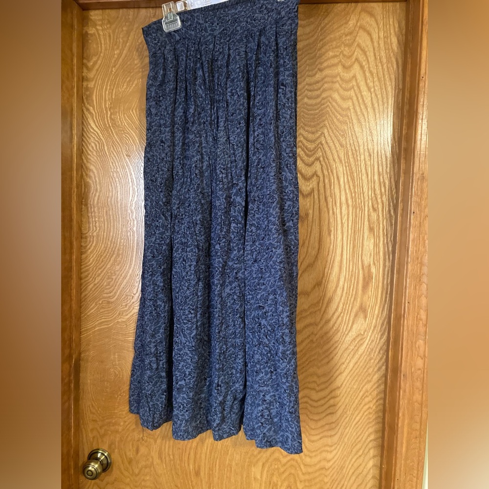 Justin B Jones, New York, blue and black maxi skirt
